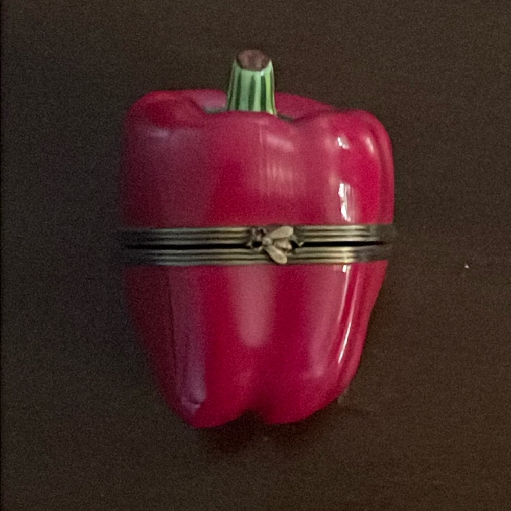 Large hand painted Limoges Red Bell Pepper box